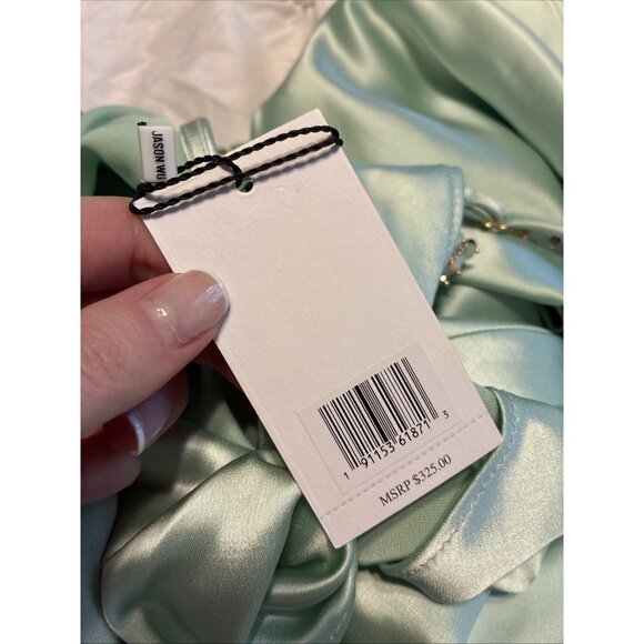 Jason Wu New Authentic Solid Mint Green Tank Satin Formal Long Slip Gown Dress - Picture 7 of 10